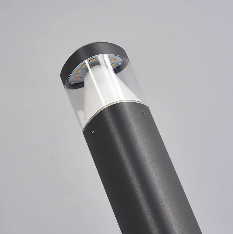 Lucande LED-sokkellampe Milou, højde 30 cm, antracit, aluminium