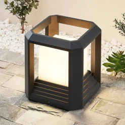 Lucande LED-sokkellampe Serenella, antracit, metal, 27 cm