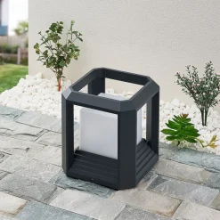 Lucande LED-sokkellampe Serenella, antracit, metal, 27 cm