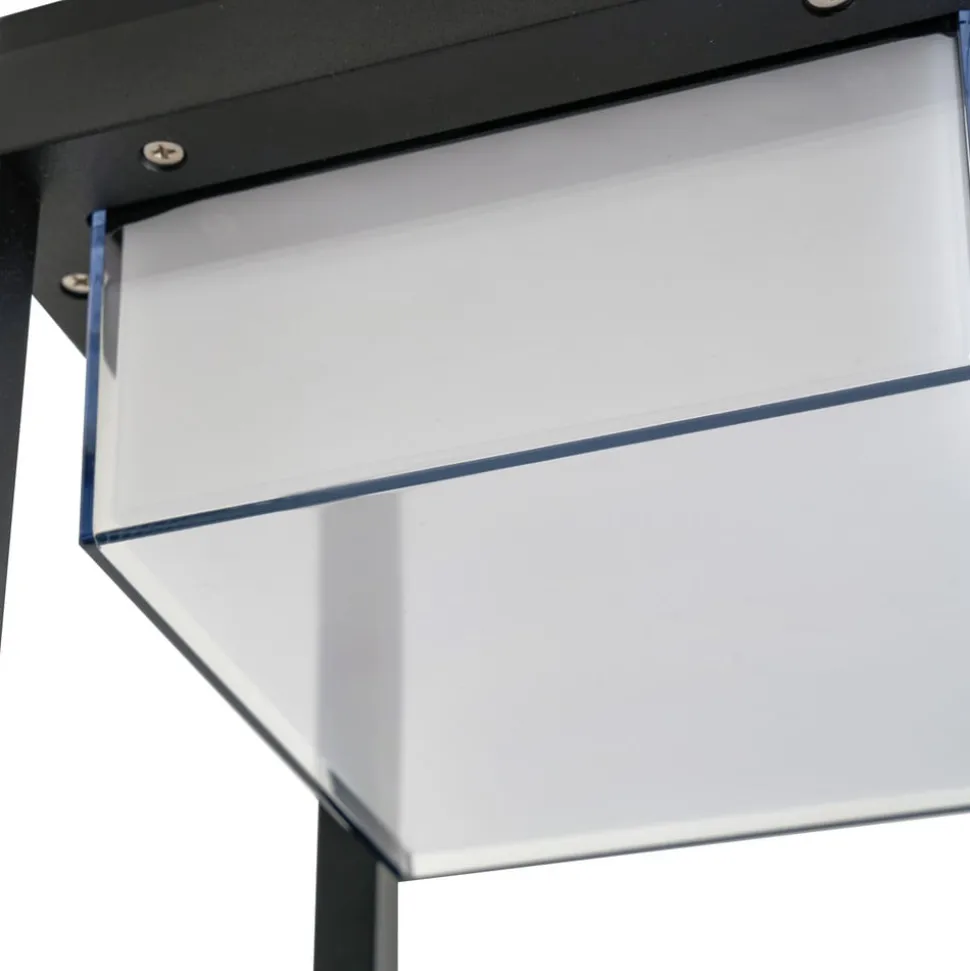 Lucande LED-solcellebordlampe Tilena, kantet, sort, dæmpbar