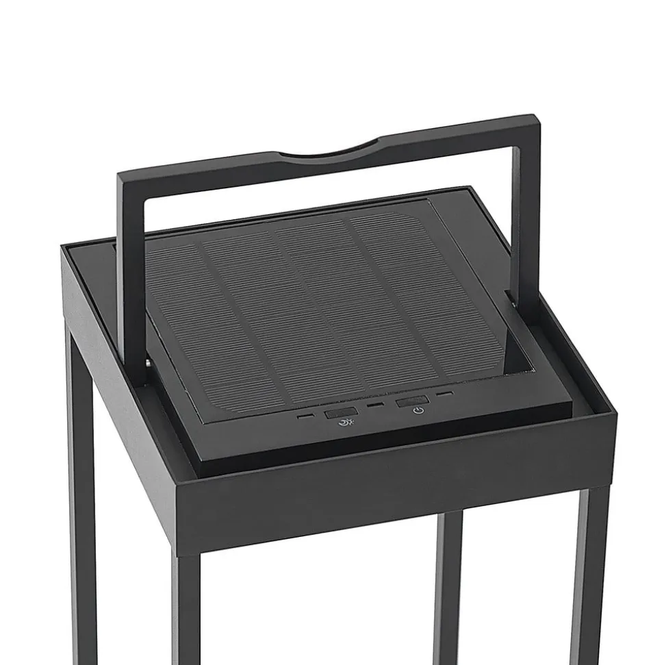 Lucande LED-solcellelampe Lynzy, 58 cm, sort, metal, IP65