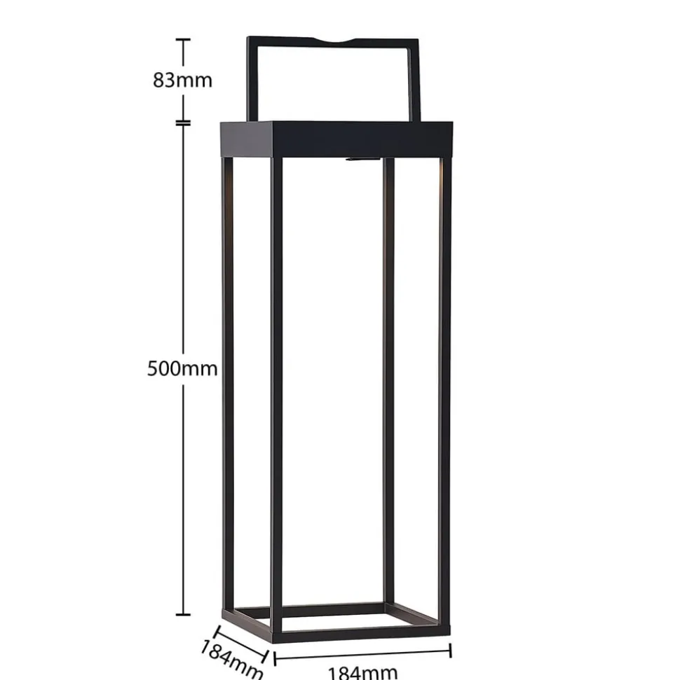 Lucande LED-solcellelampe Lynzy, 58 cm, sort, metal, IP65