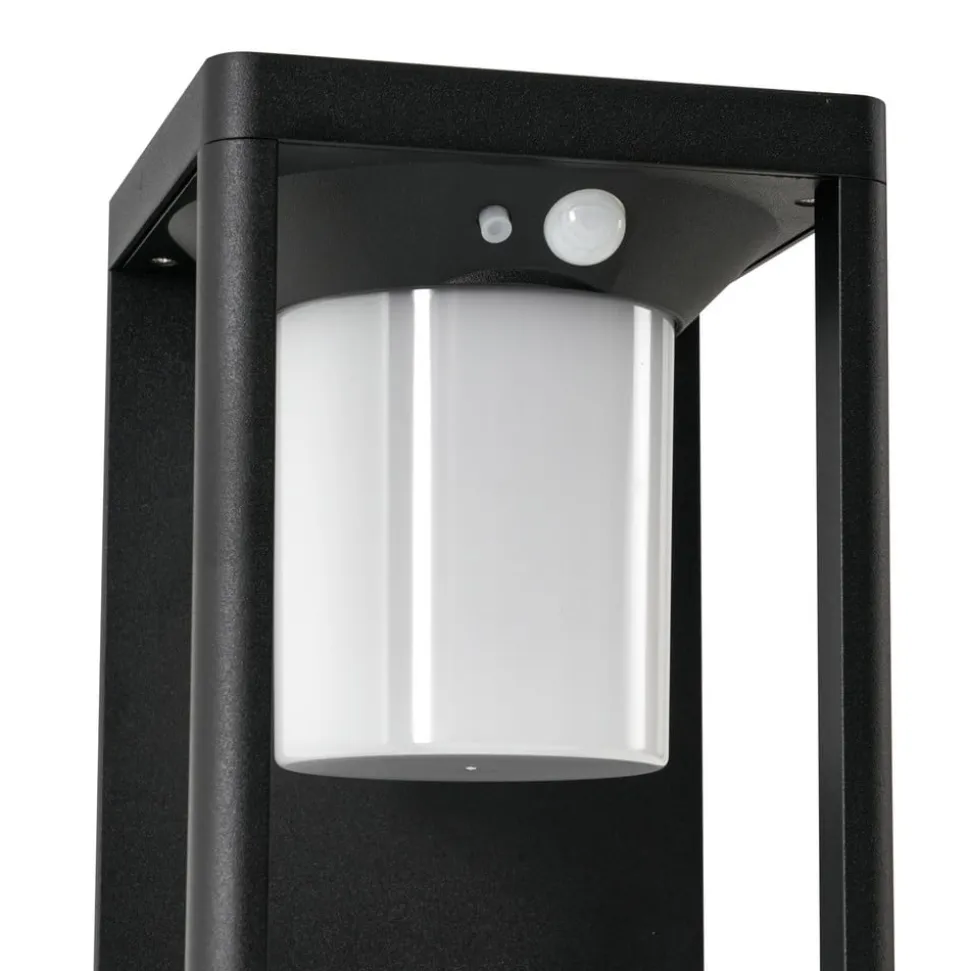 Lucande LED-solcellelampe Tilena, sort, aluminium, sensor
