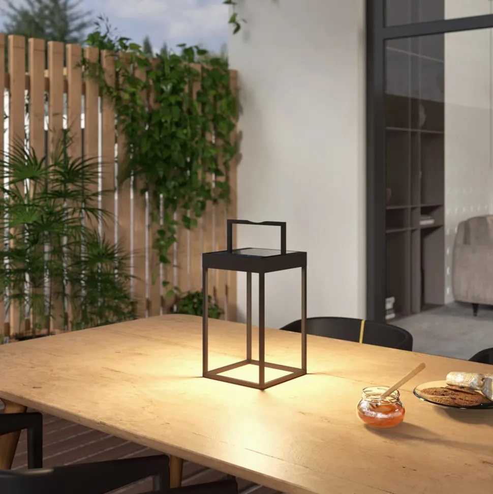 Lucande LED-solcellelampe Lynzy, 38 cm, sort, metal, IP65