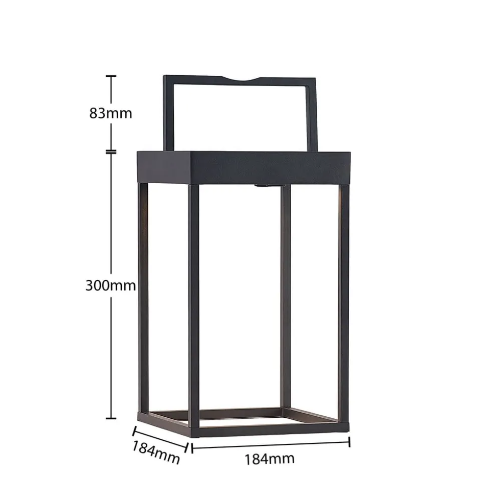 Lucande LED-solcellelampe Lynzy, 38 cm, sort, metal, IP65