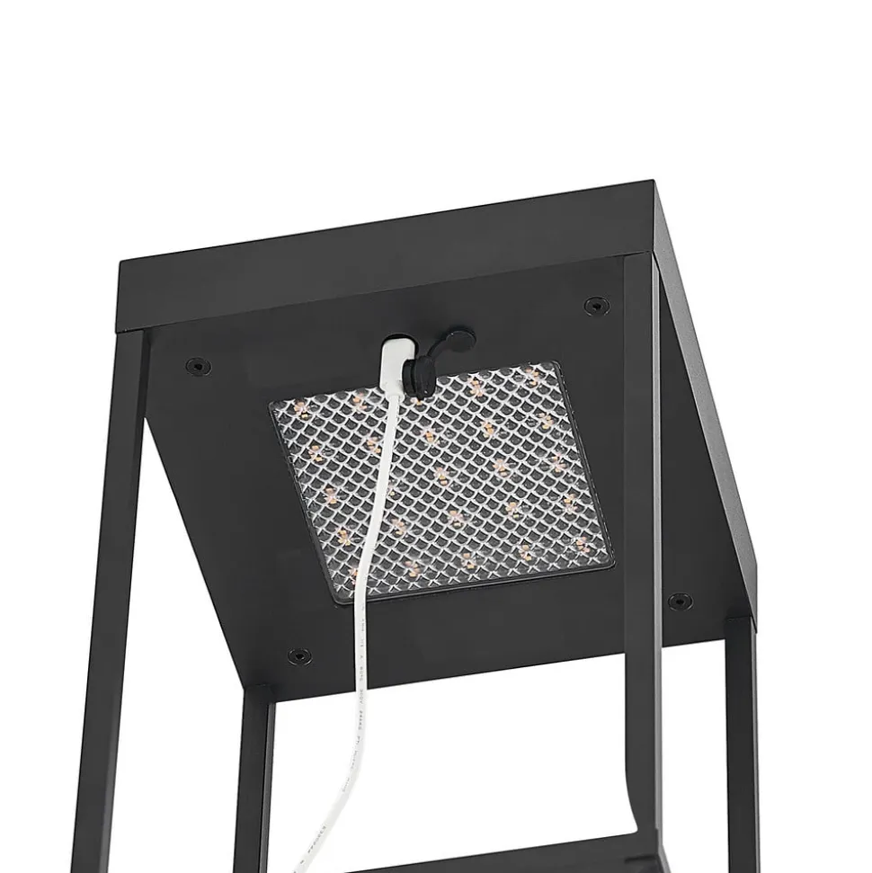Lucande LED-solcellelampe Lynzy, 38 cm, sort, metal, IP65