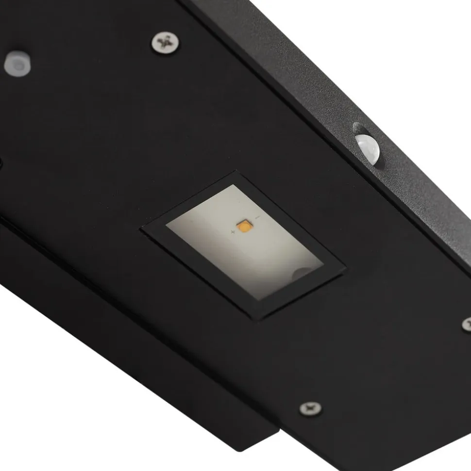 Lucande LED-solcelle-væglampe Tavon, kantet, sort, sensor