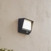 Lucande LED-solcellevægslampe Dava, 14 cm høj, aluminium, sensor