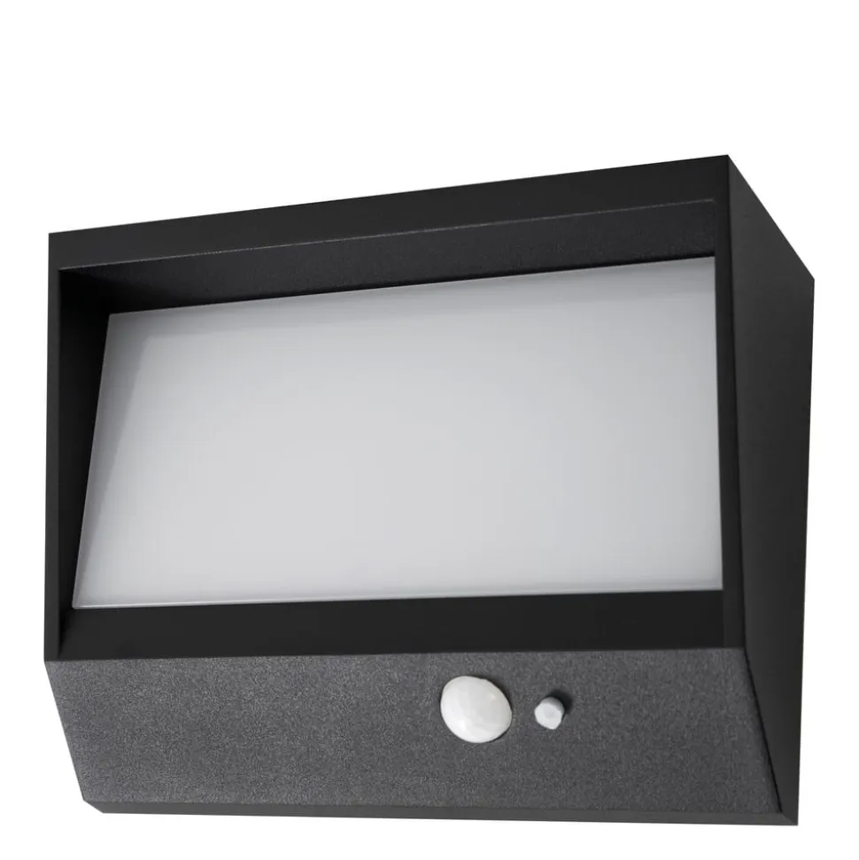 Lucande LED-solcellevægslampe Dava, 14 cm høj, aluminium, sensor