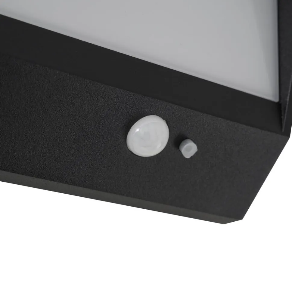 Lucande LED-solcellevægslampe Dava, 14 cm høj, aluminium, sensor
