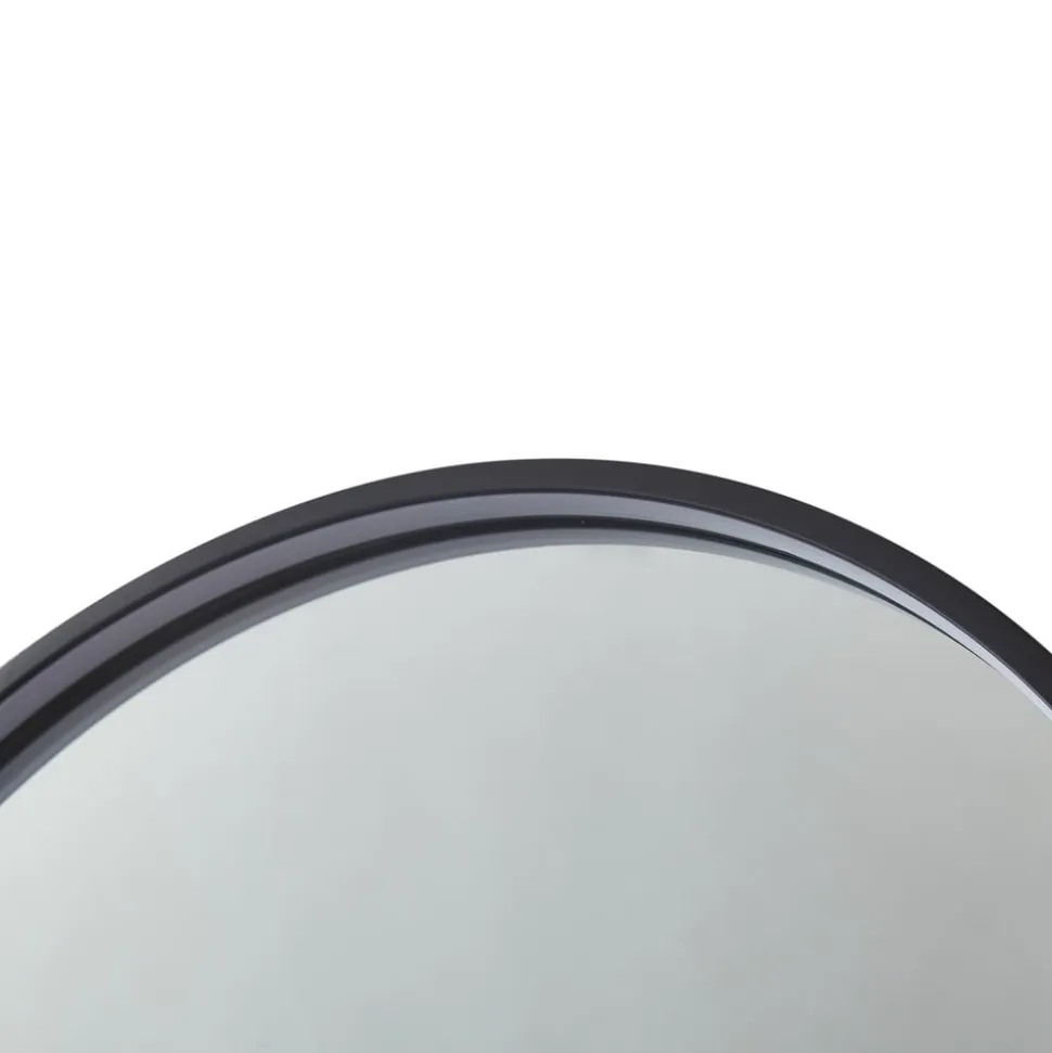Lucande LED-spejl Miren, sort, aluminium, CCT, hylde