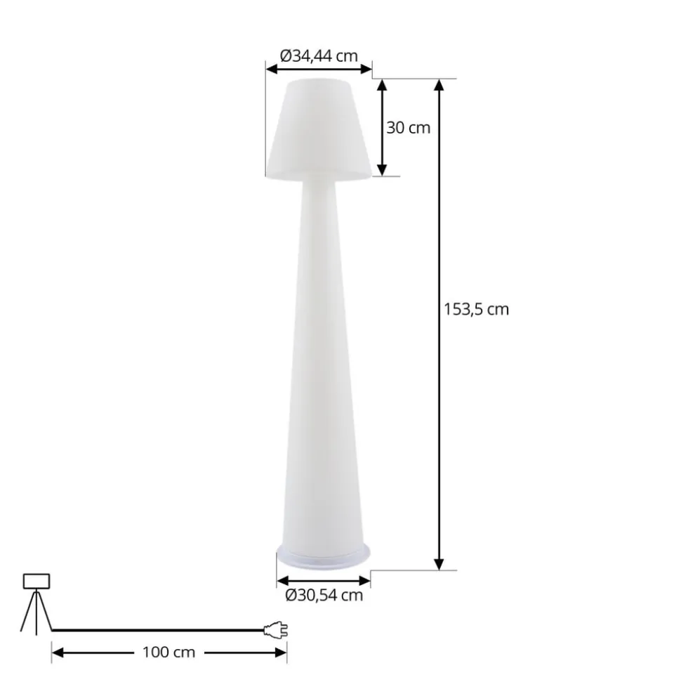 Lucande LED-terrasselampe Gauri, hvid, 153 cm, IP44