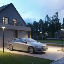Lucande LED-udendørslampe Akito, antracit, 220 cm, IP54