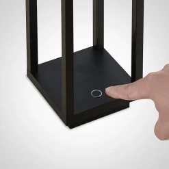 Lucande LED-udendørslampe Mirina, sort, genopladeligt batteri, touch-dæmper