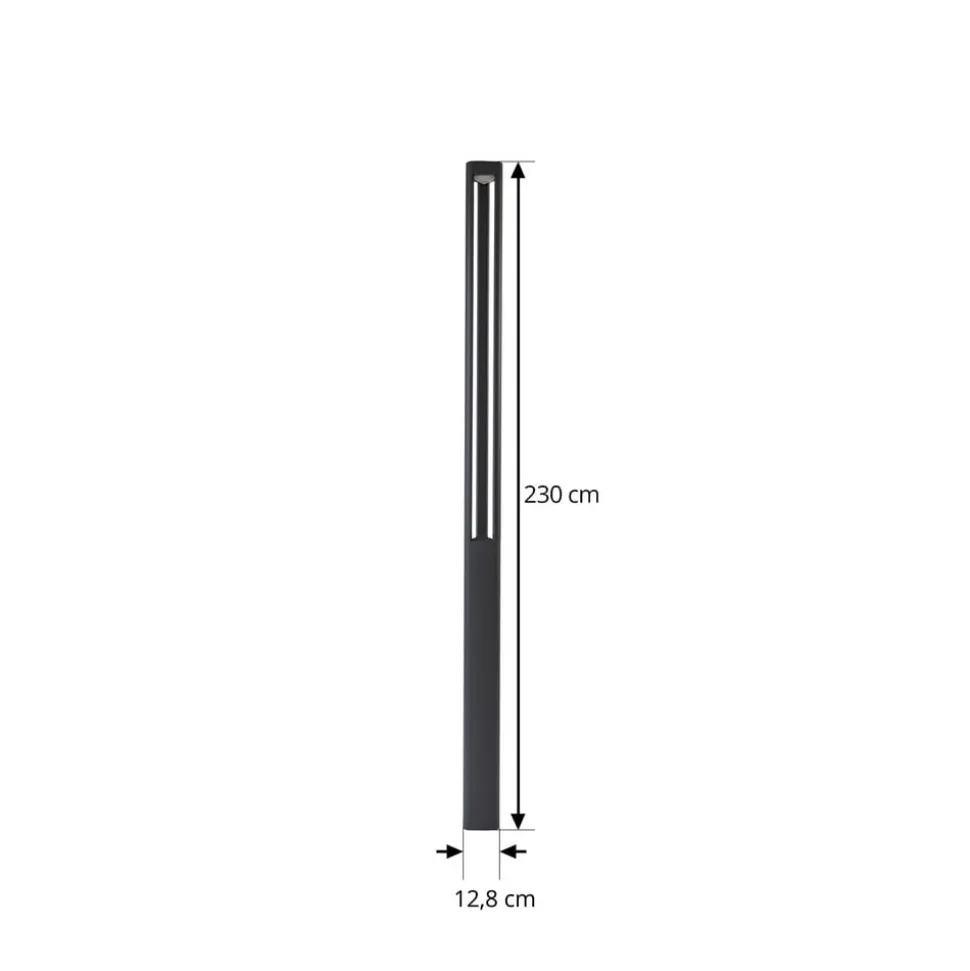 Lucande LED-udendørslampe Pirron, 230 cm, antracit, IP65