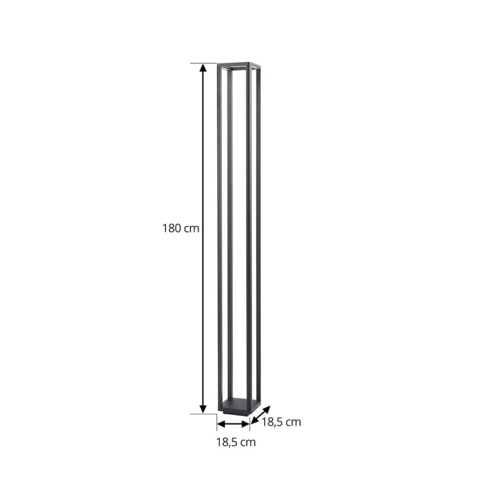Lucande LED-udendørslampe Thorvid, højde 180 cm, sort