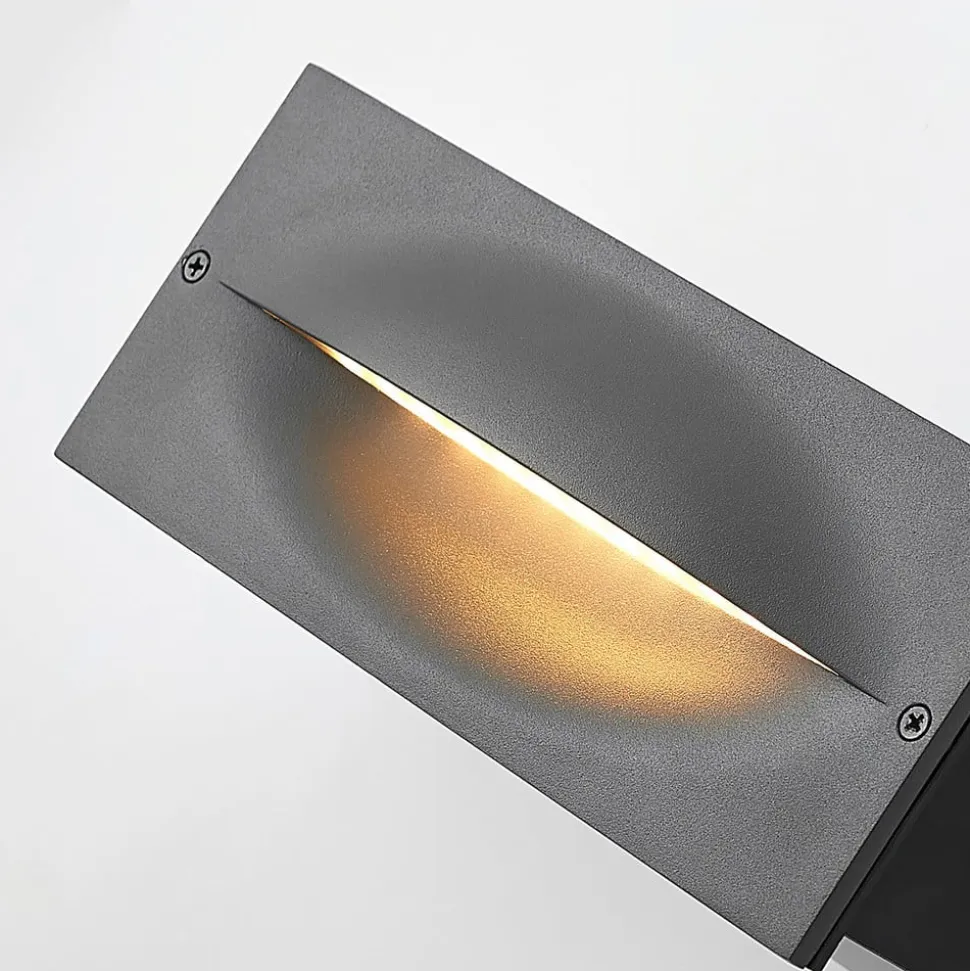 Lucande LED-vægindbygningslampe Zandro, 25 cm, antracit, IP65