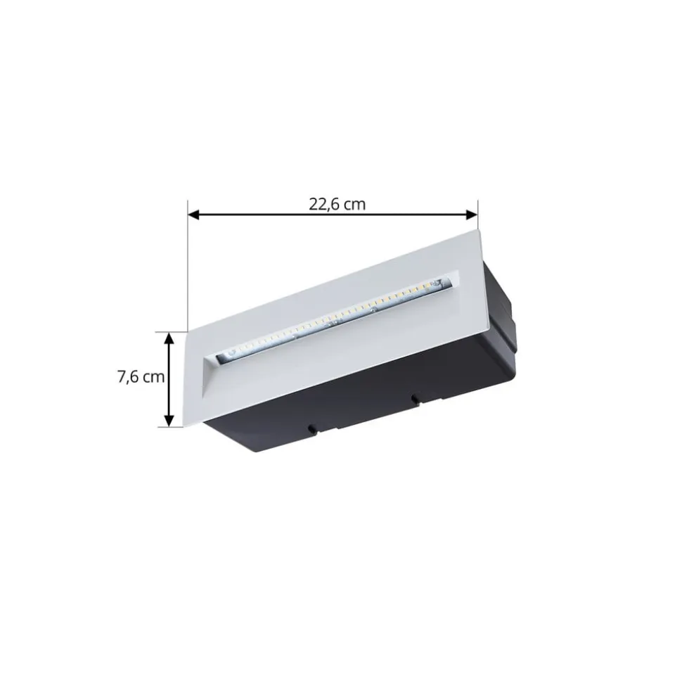 Lucande LED-vægindbygningslampe Loya, 23 x 8 cm, hvid, IP54