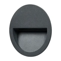 Lucande LED-vægindbygningslampe Loya, Ø 11,5 cm, grå, IP54