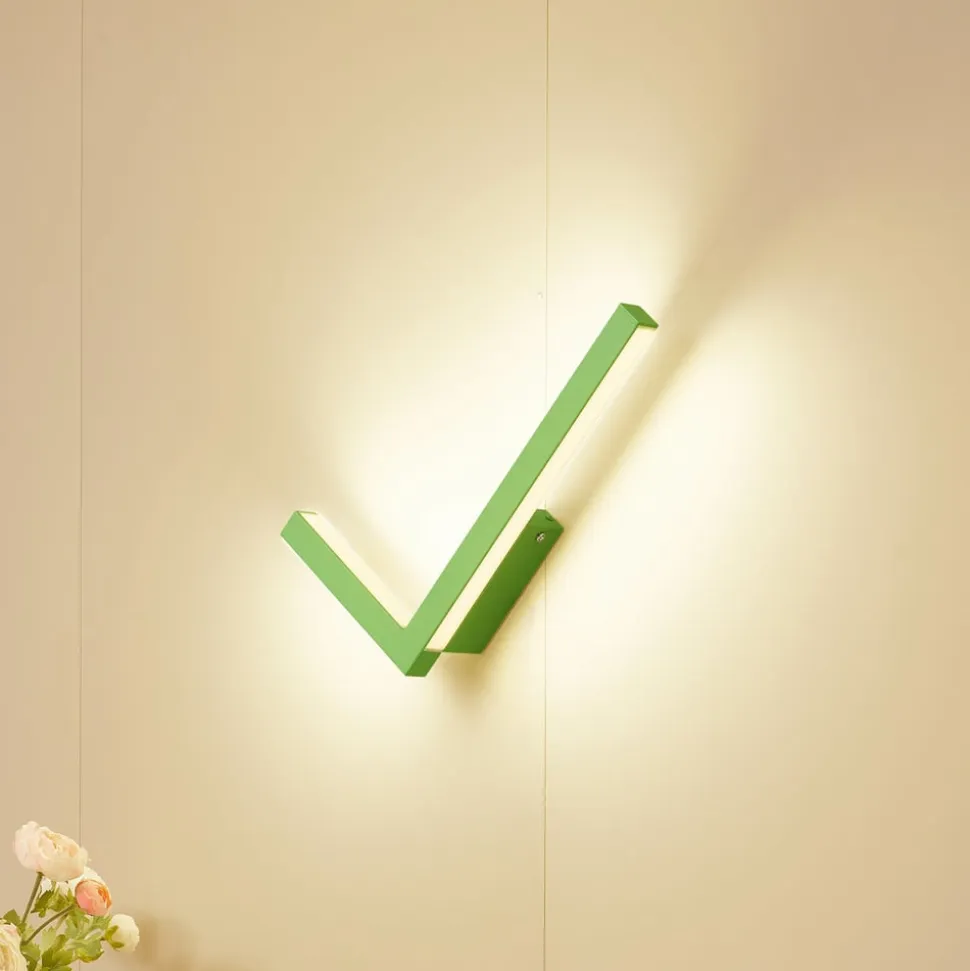 Lucande LED-væglampe Check, grøn, metal, CCT, dæmpbar