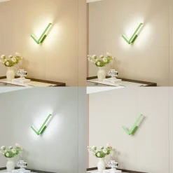 Lucande LED-væglampe Check, grøn, metal, CCT, dæmpbar