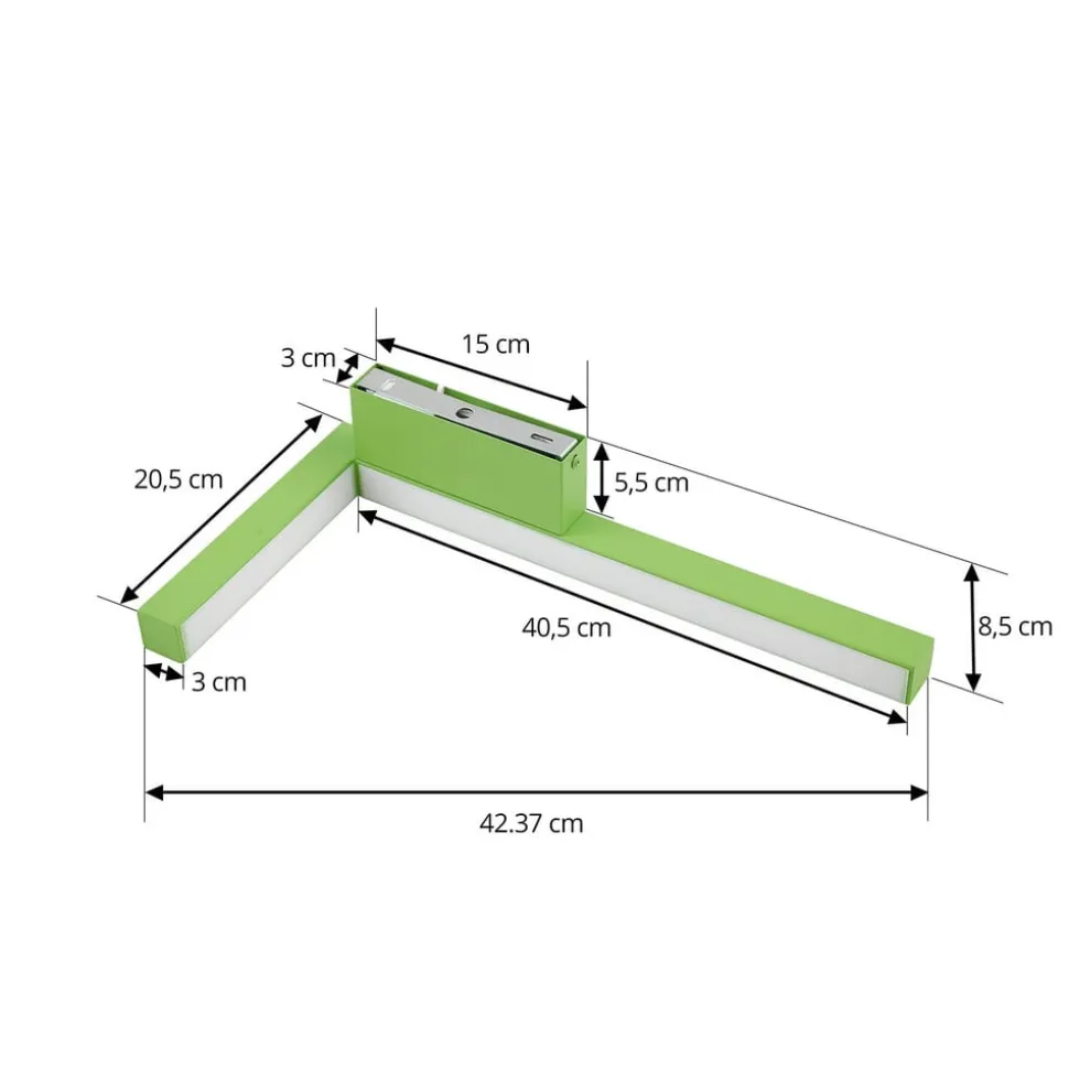 Lucande LED-væglampe Check, grøn, metal, CCT, dæmpbar