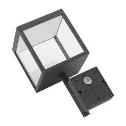 Lucande LED-væglampe Cube, antracit, glas, 37 cm, IP54