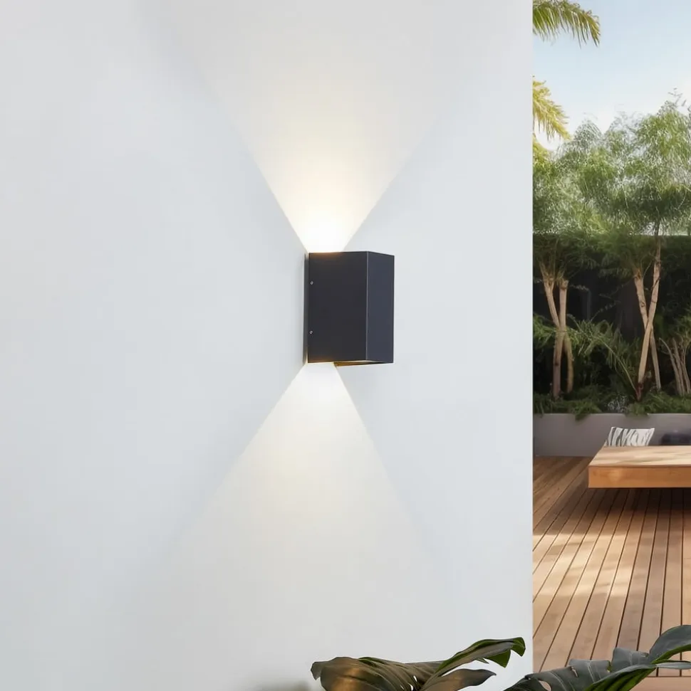 Lucande LED-væglampe Kimian, højde 17 cm, antracit, IP54