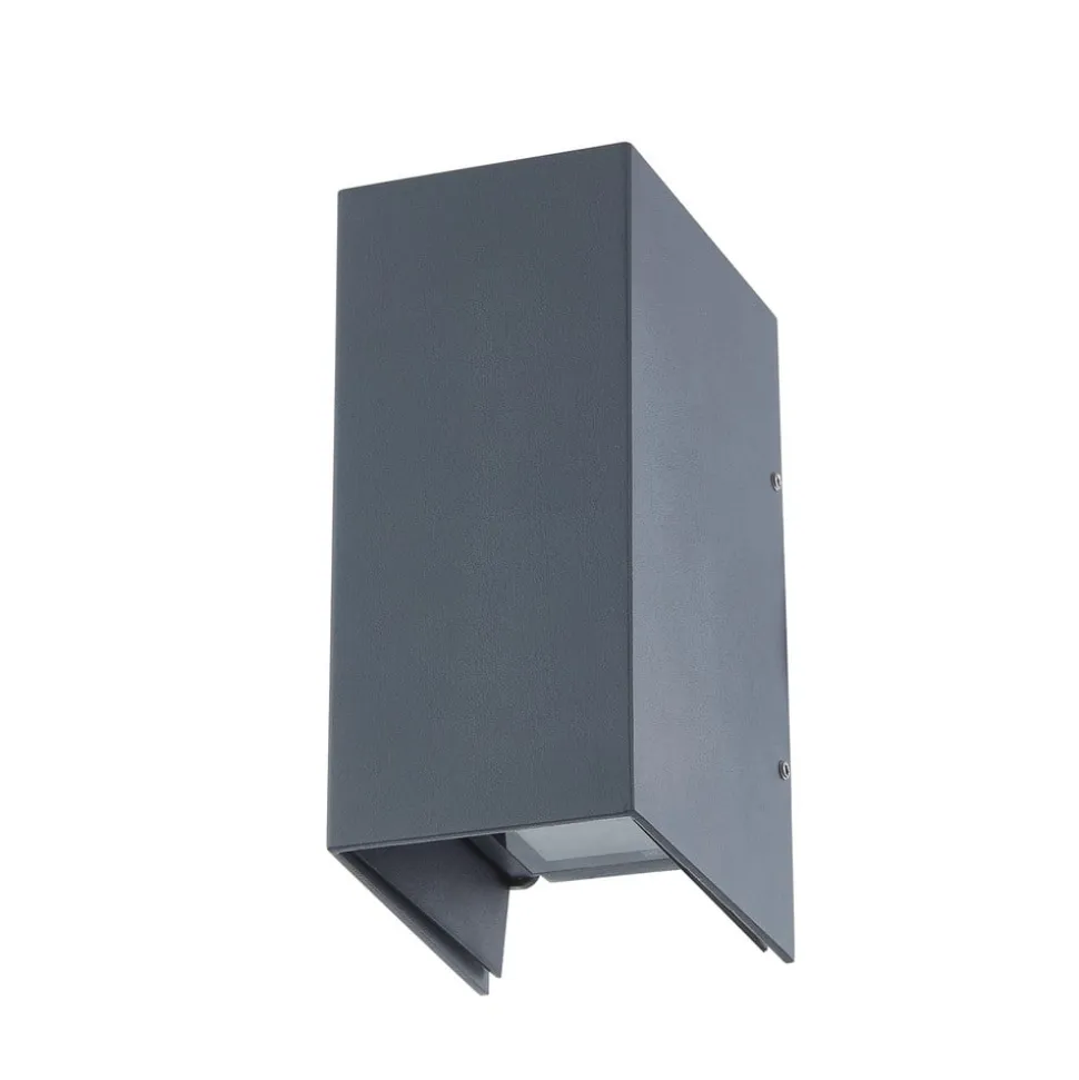 Lucande LED-væglampe Kimian, højde 17 cm, antracit, IP54