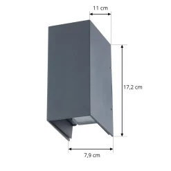 Lucande LED-væglampe Kimian, højde 17 cm, antracit, IP54