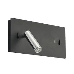 Lucande LED-væglampe Kimo, 32 cm, sort, aluminium, USB