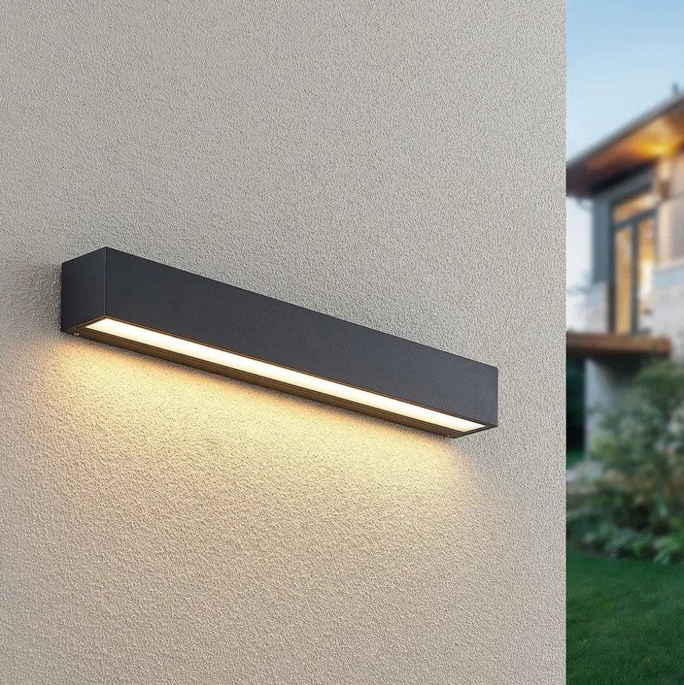 Lucande LED-væglampe Lengo, 50 cm, antracit, ned, 3.000K