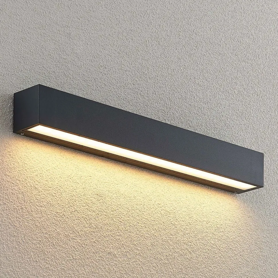 Lucande LED-væglampe Lengo, 50 cm, antracit, ned, 3.000K