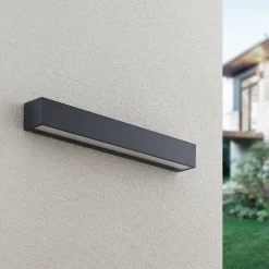 Lucande LED-væglampe Lengo, 50 cm, antracit, ned, 3.000K
