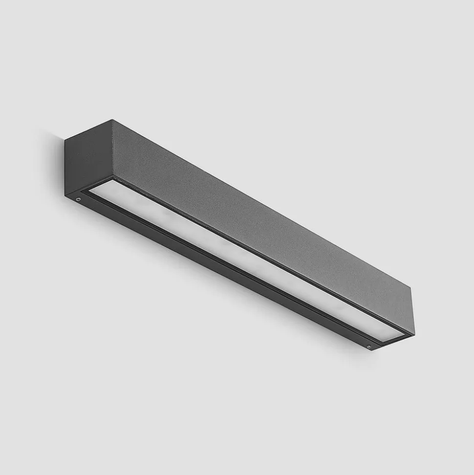Lucande LED-væglampe Lengo, 50 cm, antracit, ned, 3.000K