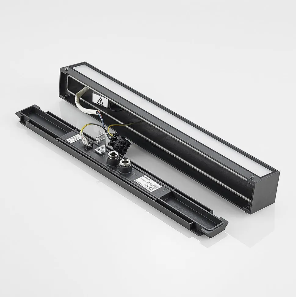 Lucande LED-væglampe Lengo, 50 cm, antracit, ned, 3.000K