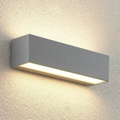 Lucande LED-væglampe Lengo, 25 cm, sølv, 2 lyskilder, IP65