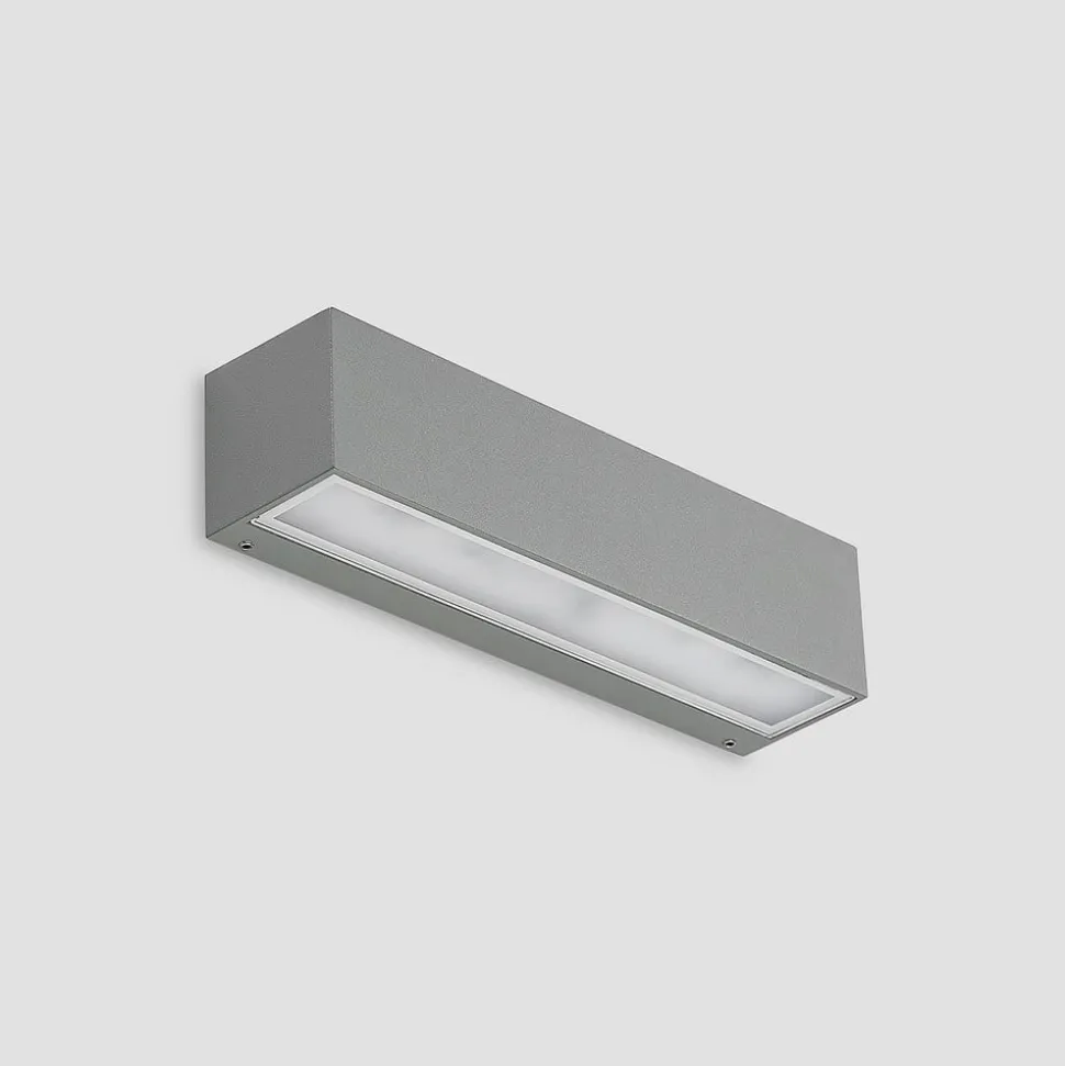 Lucande LED-væglampe Lengo, 25 cm, sølv, 2 lyskilder, IP65