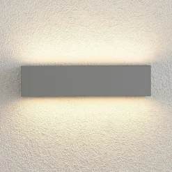 Lucande LED-væglampe Lengo, 25 cm, sølv, 2 lyskilder, IP65