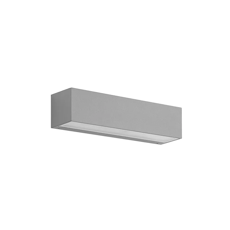 Lucande LED-væglampe Lengo, 25 cm, sølv, 2 lyskilder, IP65