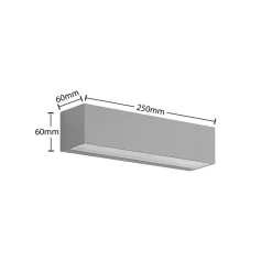 Lucande LED-væglampe Lengo, 25 cm, sølv, 2 lyskilder, IP65