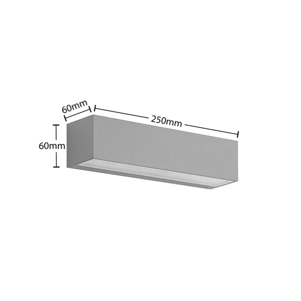 Lucande LED-væglampe Lengo, 25 cm, sølv, 2 lyskilder, IP65