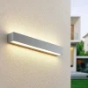 Lucande LED-væglampe Lengo, 50 cm, sølv, 2 lyskilder, IP65