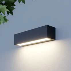 Lucande LED-væglampe Lengo, 25 cm, antracit, down, 3000K