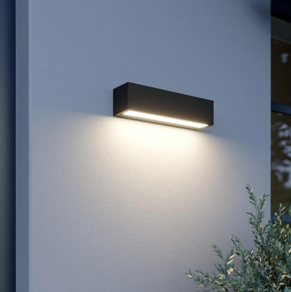 Lucande LED-væglampe Lengo, 25 cm, antracit, down, 3000K