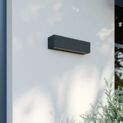 Lucande LED-væglampe Lengo, 25 cm, antracit, down, 3000K