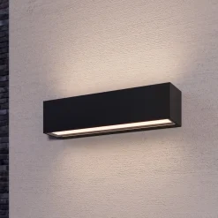 Lucande LED-væglampe Lengo, 25 cm antracit, op/ned 3000K