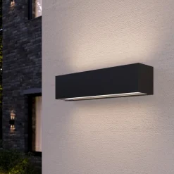 Lucande LED-væglampe Lengo, 25 cm antracit, op/ned 3000K