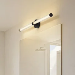 Lucande LED-væglampe Melisa, sort, 90 cm, CCT, IP44
