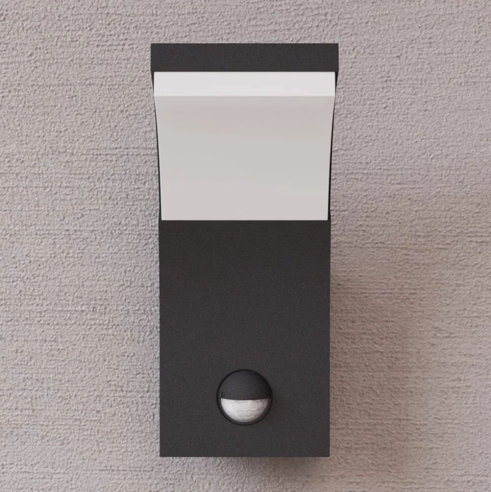 Lucande LED-væglampe Timm, sensor, 20cm, antracit, IP54